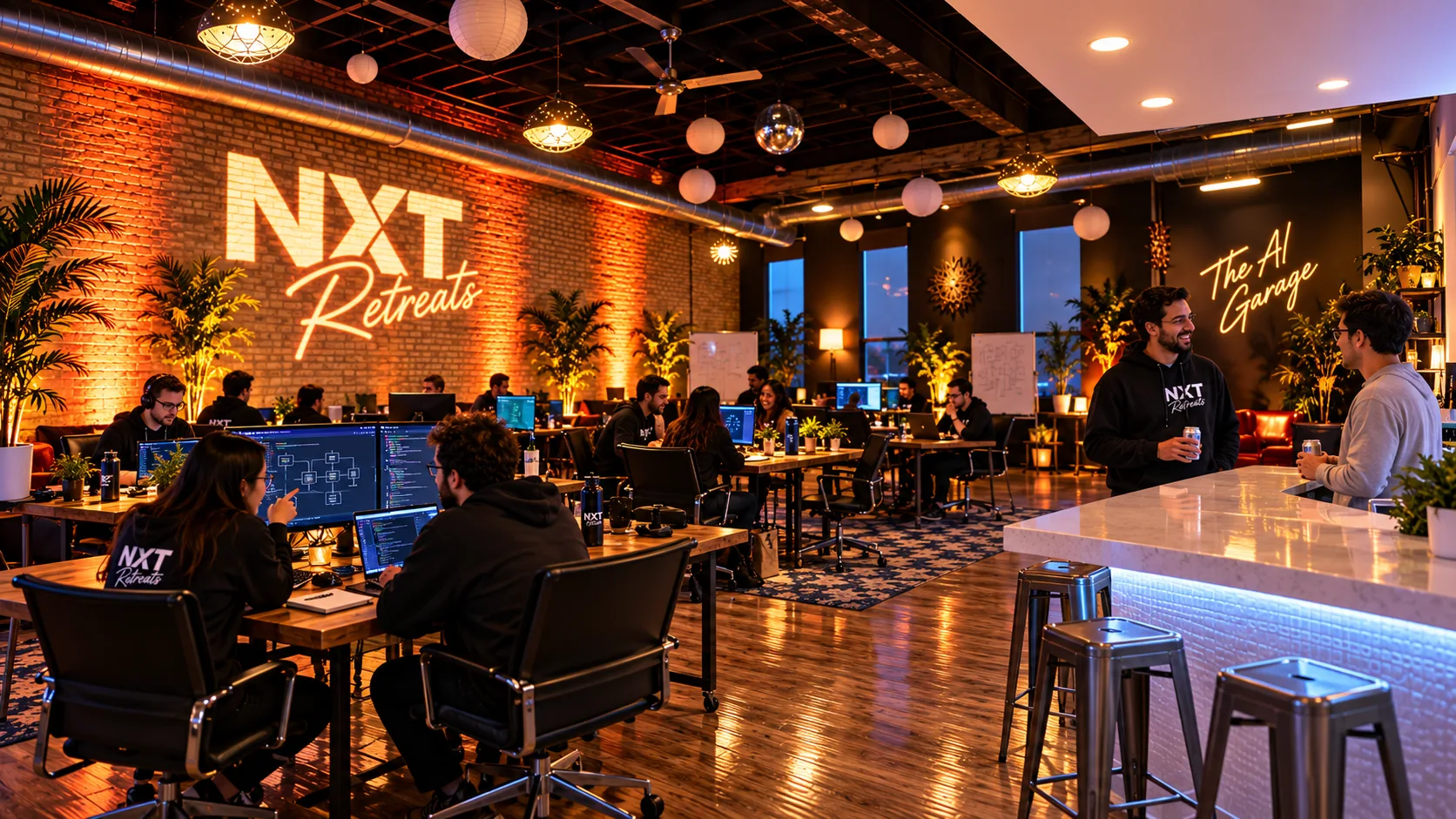 The Trigger Chicago workspace set up for the NXT Retreats AI Garage